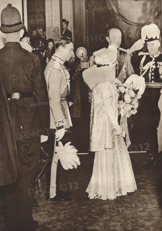 'King George VI and Queen Elizabeth leaving a luncheon in honour of coronation', 1937. Creator: Unknown.