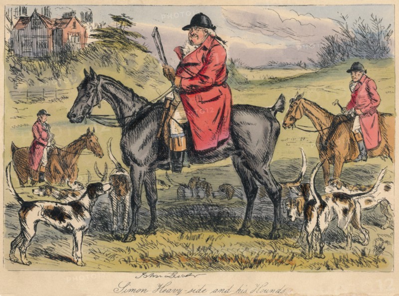 'Simon Heavy - side and his Hounds', 1865. Artists: Hablot Knight Browne, John Leech.