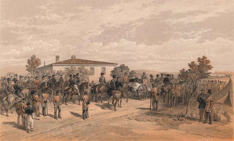 'The Funeral Cortege of Lord Raglan Leaving Head Quarters', 1856. Artist: Thomas Picken.
