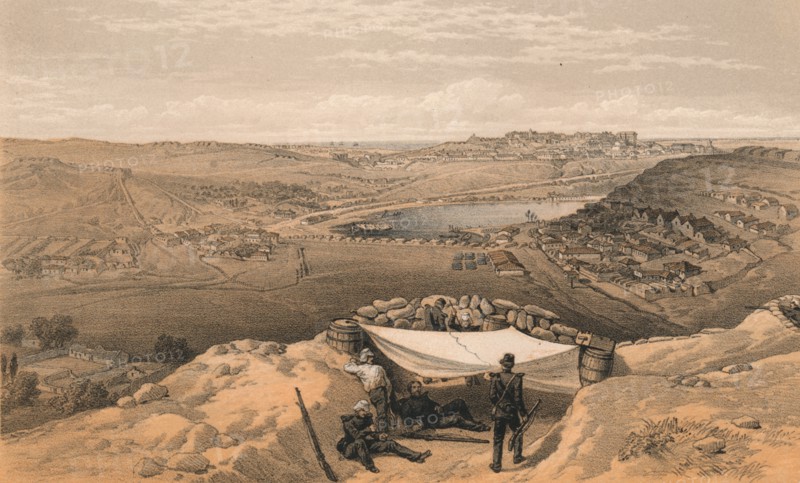 'The Town Batteries or Interior Fortifications of Sebastopol', 1856. Artist: Thomas Picken.