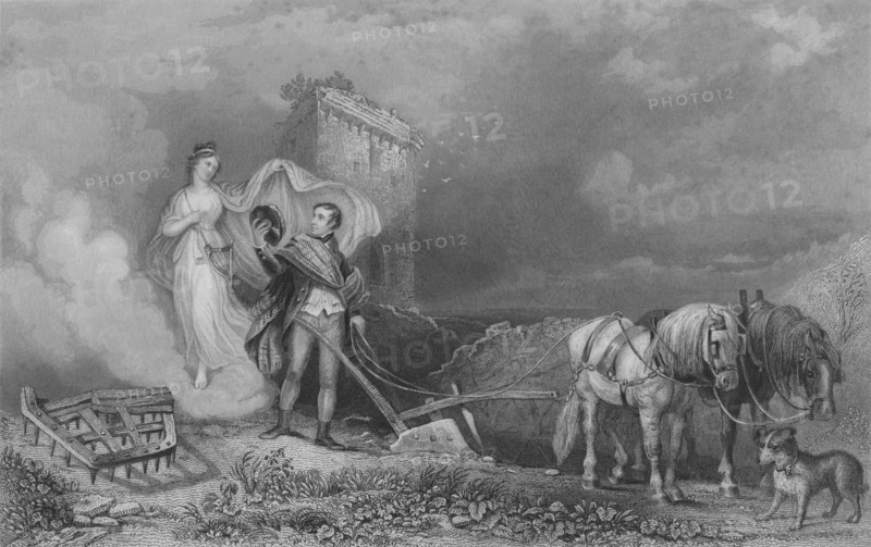 'The Genius of Poetry Finding Burns at the Plough', 1840. Artist: John Rogers.