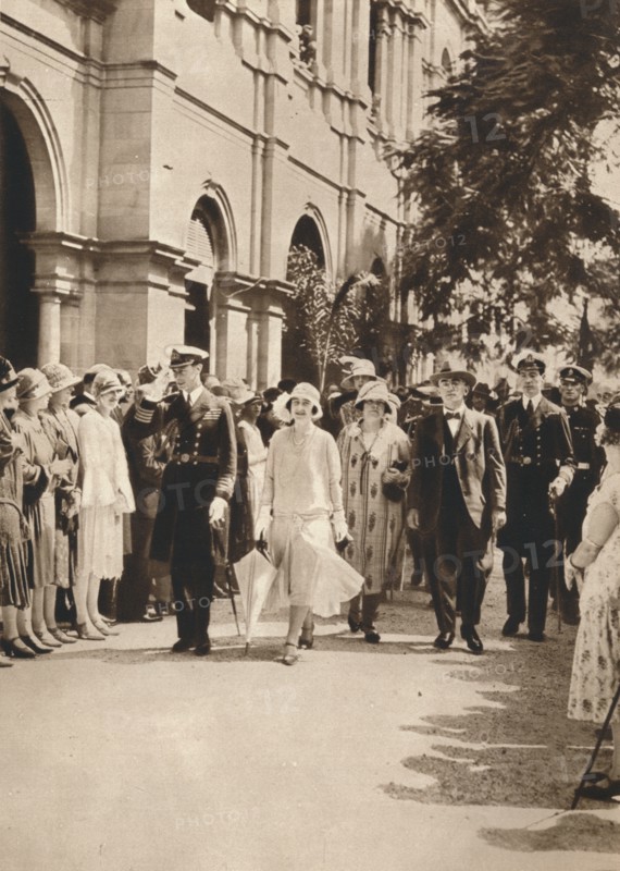 'The Duke and Duchess of York and Queen Elizabeth leaving a reception in Brisbane', 1927. Creator: Unknown.