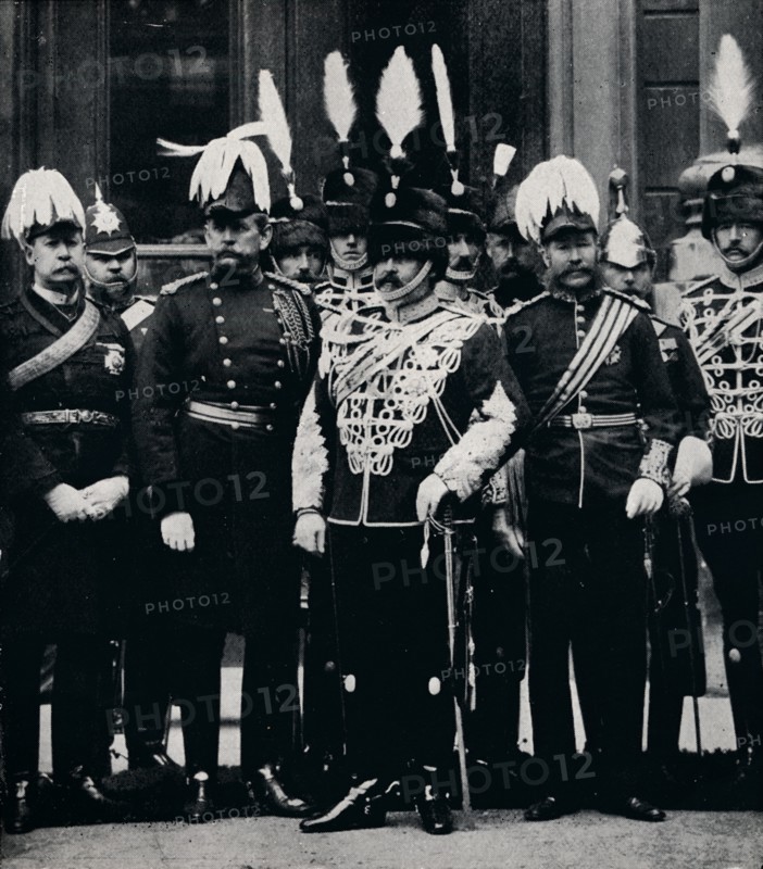 The future King Edward VIIand officers of the Queen's Own Oxfordshire Hussars, 1897 (1911). Creator: Hills and Saunders.