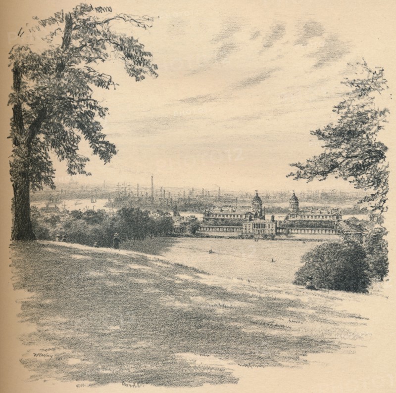 'Greenwich Palace From Observatory Hill', 1902. Artists: Thomas Robert Way, John Lane.