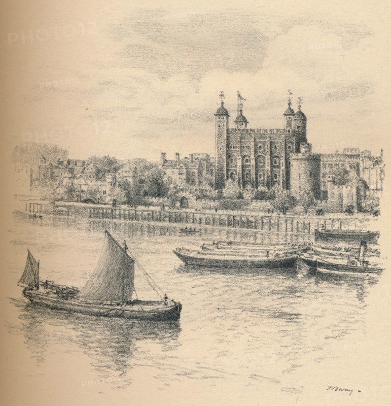 'The Tower of London From Tower Bridge.', 1902. Artist: Thomas Robert Way.