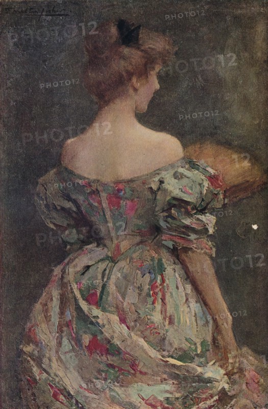 'The Flowered Gown', c19th century. Artist: Samuel Melton Fisher.