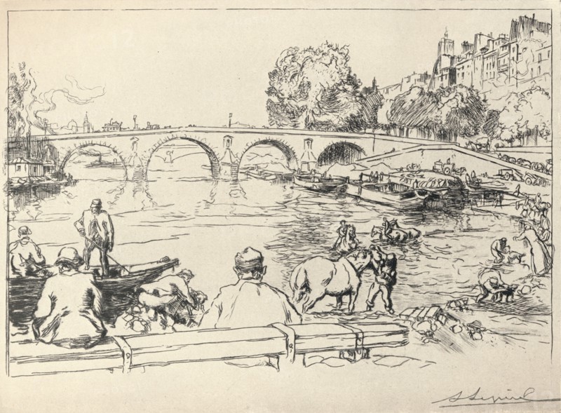 'The Watering Place at the Pont Marie', 1915. Artist: Auguste Lepere.