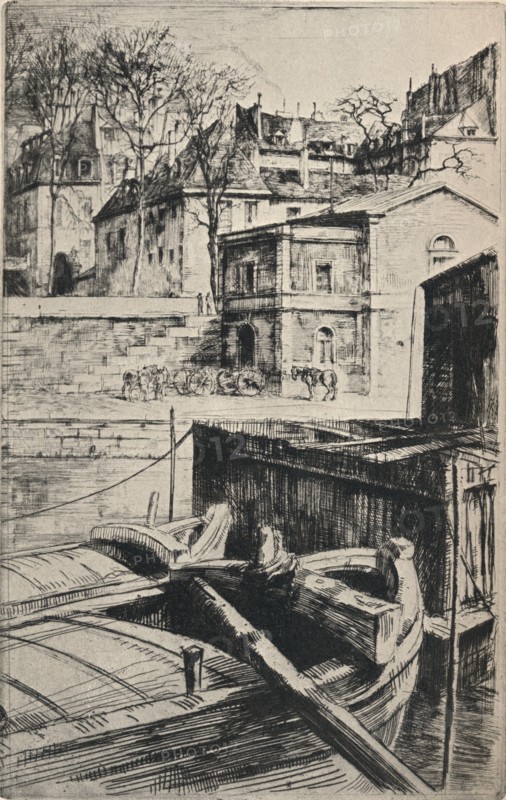'Quai des Celestins', 1915. Artist: Charles Heyman.