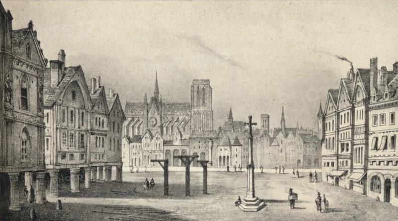 'The Place de Greve in the 15th century', 1915. Artist: Unknown.