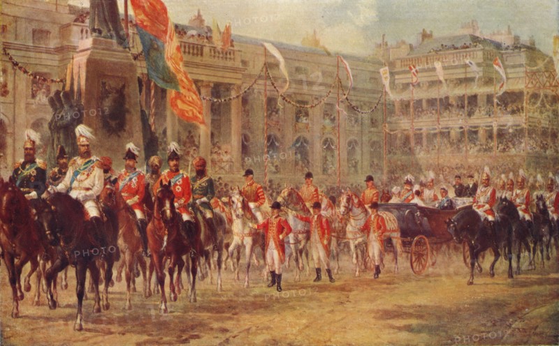 'The Queen's Jubilee Procession on the Way to Westminster Abbey, June 21, 1887', 1906. Artist: R Dudley.