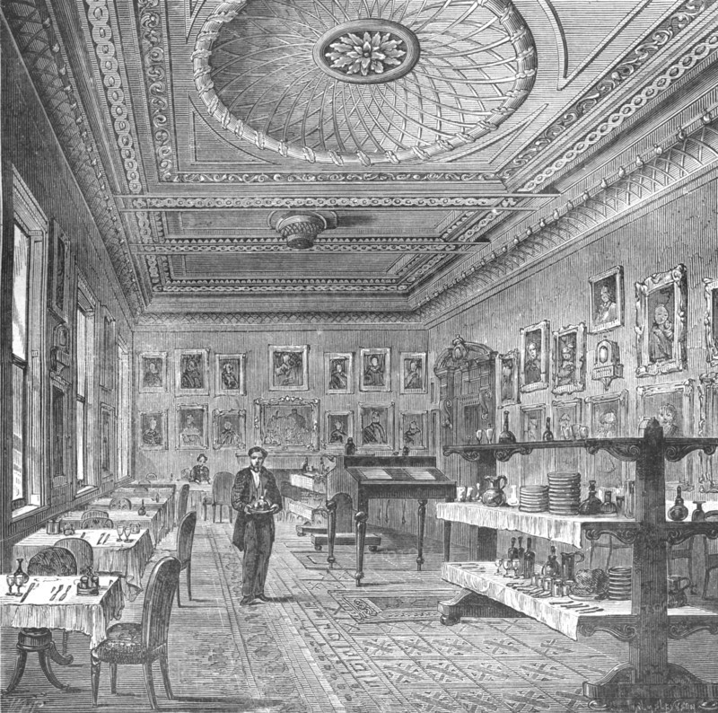 Dining Room of the Garrick Club, 1897. Artist: Unknown.