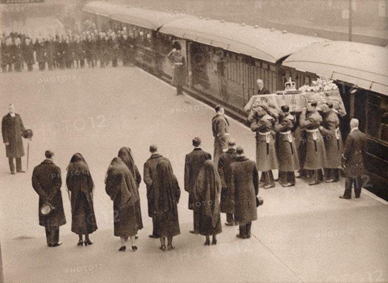 'Watching the coffin, covered by the Royal Standard', 1936. Artist: Unknown.
