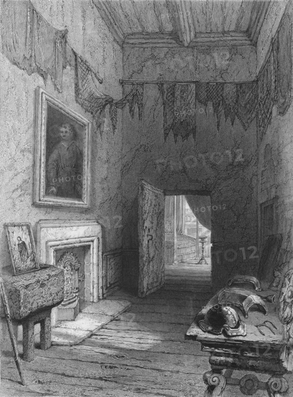 'Queen Mary's Closet, Holyrood. (Scene of the Murder of Rizzio)', c1850. Artist: Ebenezer Challis.