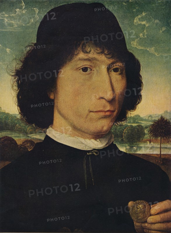 'Portrait of a man holding a coin of the Emperor Nero', 1474. Artist: Hans Memling.