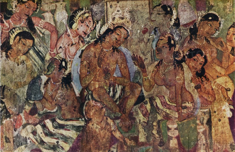 'Wall painting from the Caves of Ajanta of Raja Mahajanaka', c480. Artist: Unknown.