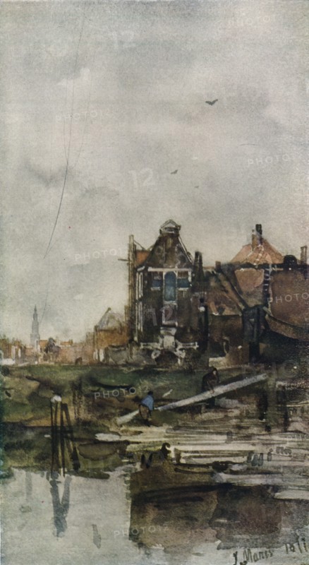 'Old Houses, Amsterdam', c1870. Artist: Jacob Henricus Maris.