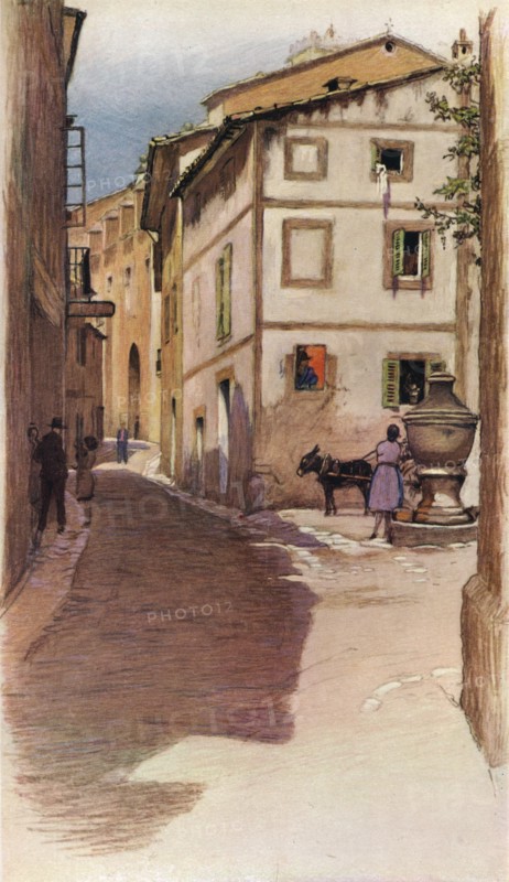 'A Majorcan Street Scene', 20th century (1931). Artist: Cecil Aldin.