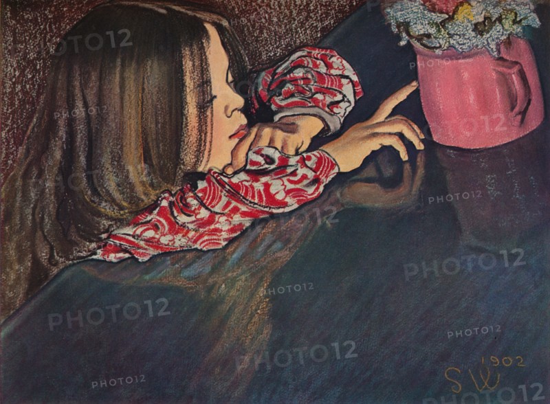 'Girl Looking at Flower Vase', 1902. Artist: Stanislaw Wyspianski.