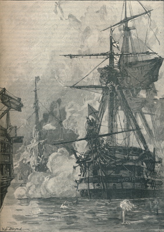 The Russian attack on Sinop, Turkey, 1853 (1906). Artist: Unknown.