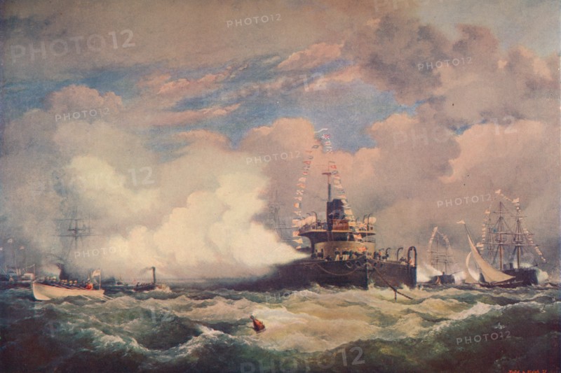 'The Turret Armour-Clad Ship 'Devastation' at Spithead, 1873 (1906). Artist: Unknown.