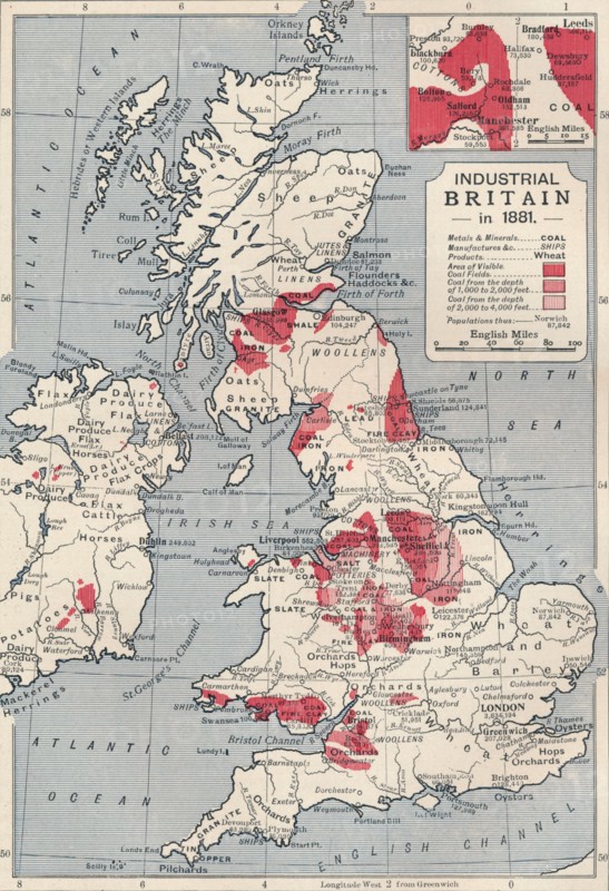 Map of industrial Britain in 1881, 1906. Artist: Unknown.