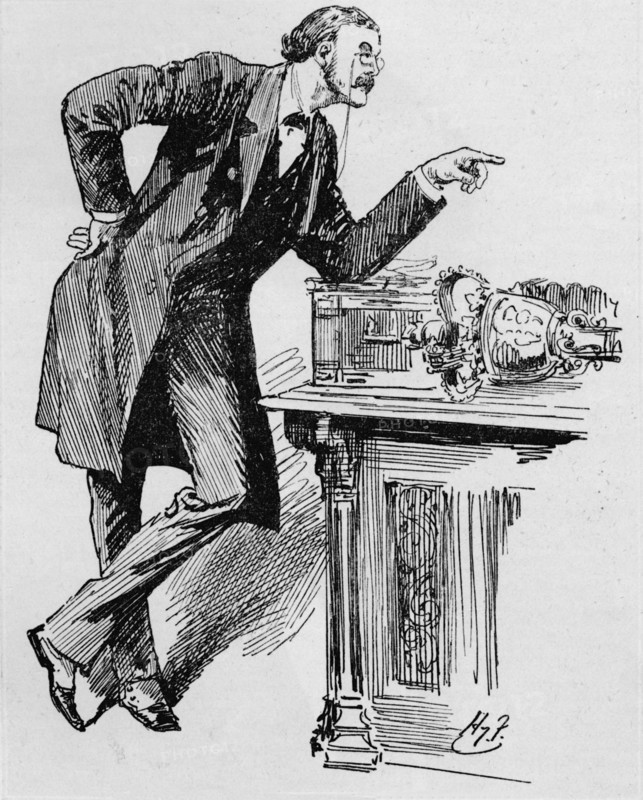 Arthur Balfour speaking in the House of Commons, 1890s (1906).  Artist: Unknown.