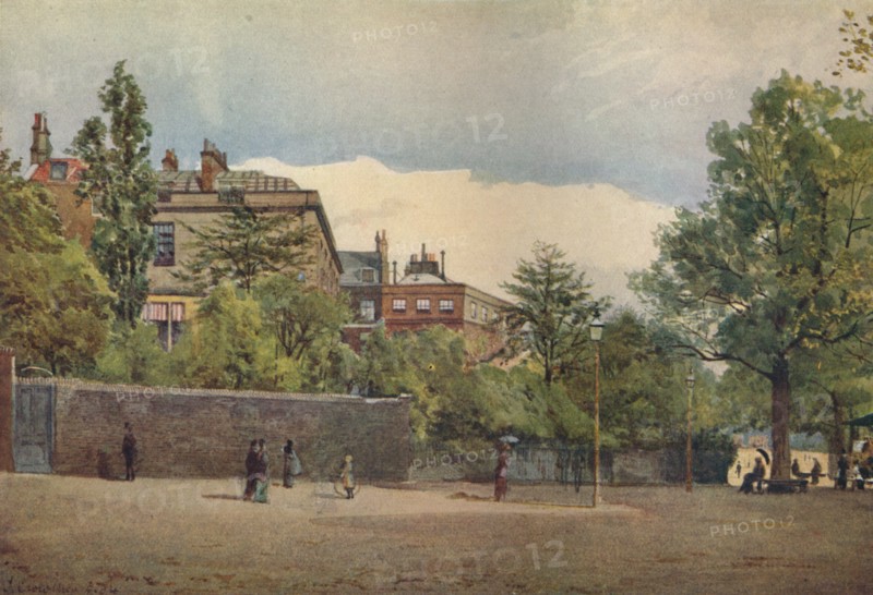 'Spring Gardens from the Mall', Westminster, London, c1880 (1926). Artist: John Crowther.