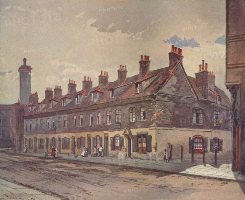 'Old Houses in Pye Street, Westminster', London, 1883 (1926). Artist: John Crowther.