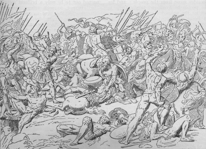 Socrates at the Battle of Potidaea, 432 BC (1908). Artist: Unknown.