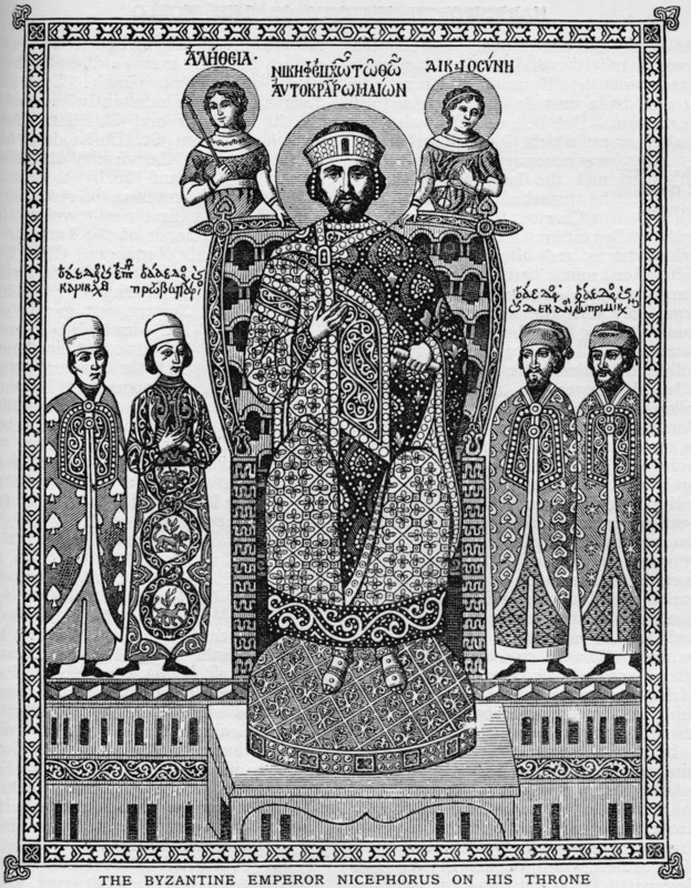 The Byzantine Emperor Nicephorus on his throne, 11th century (1908). Artist: Unknown.