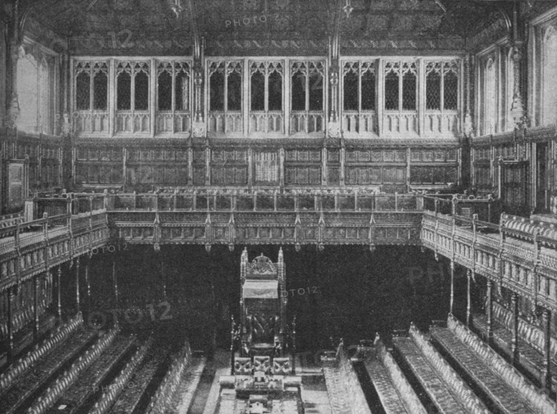 Interior of the House of Commons, Westminster, looking towards the Speaker's Chair, 1909. Artist: Unknown.
