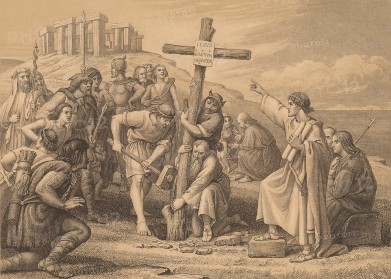 'The First Preaching of Christianity in Britain', c1900. Artist: John Easton.