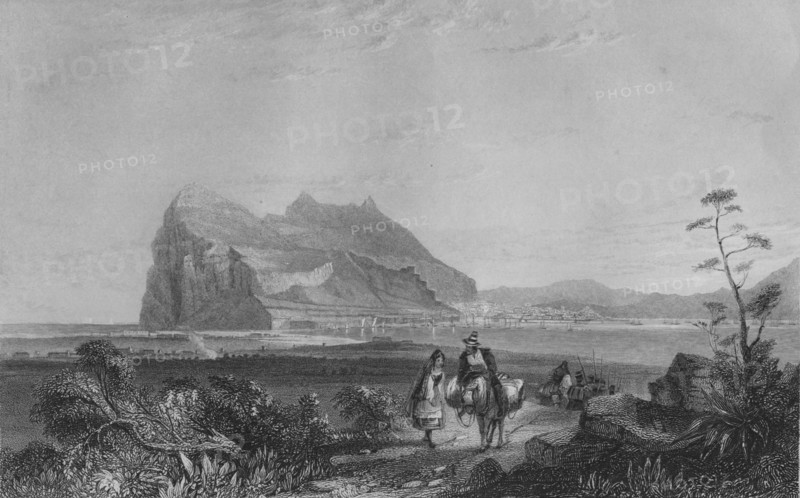 'Gibraltar. From the lower Signal Tower at the foot of the Queen of Spain's Chair', 1840. Artist: Edward Francis Finden.