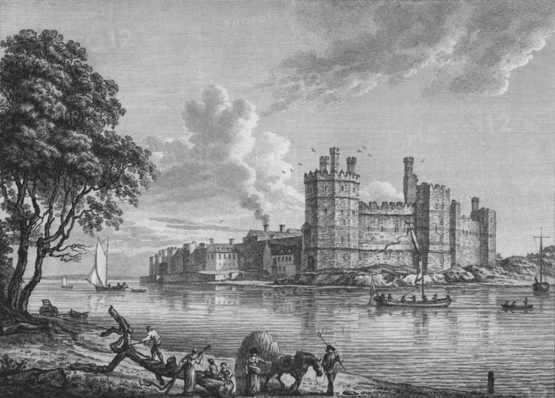 'Caernarvon Castle', 1778. Artist: William Watts.