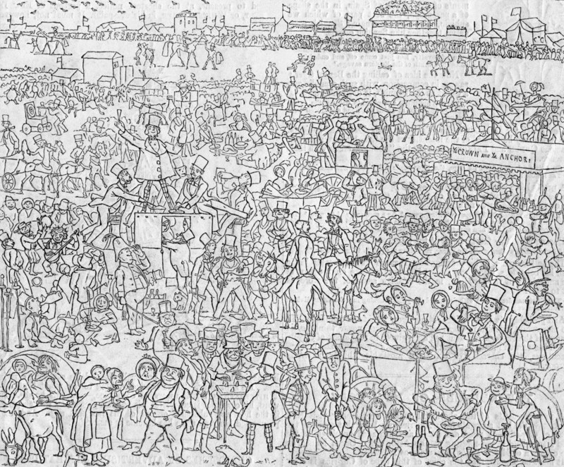 'Manners and Customs of ye Englyshe in 1849: A View of Epsom Downe on ye Derbye Daye', 1849. Artist: Richard Doyle.