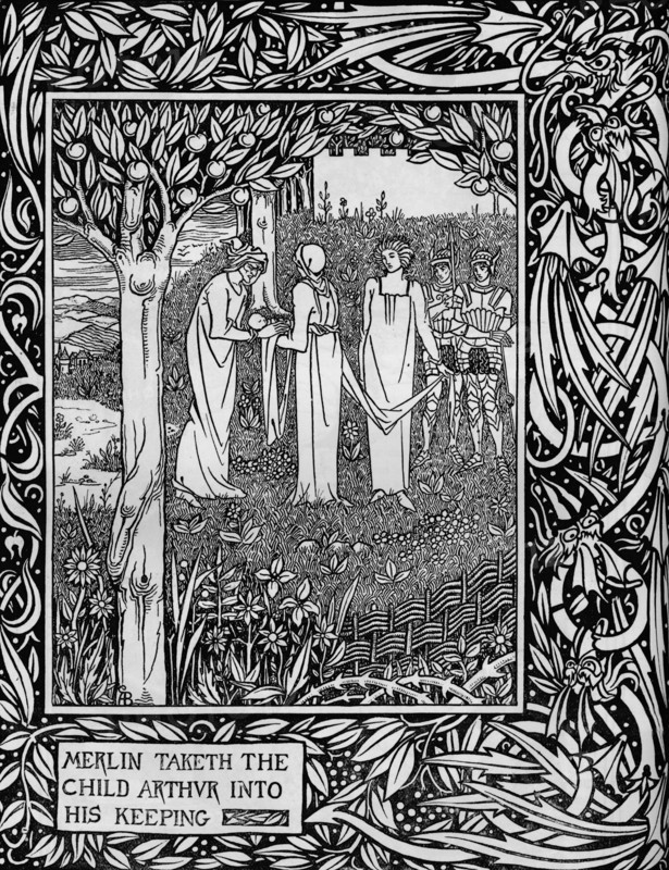 'Merlin Taketh the Child Arthur into His Keeping', c1893. Artist: Aubrey Beardsley.