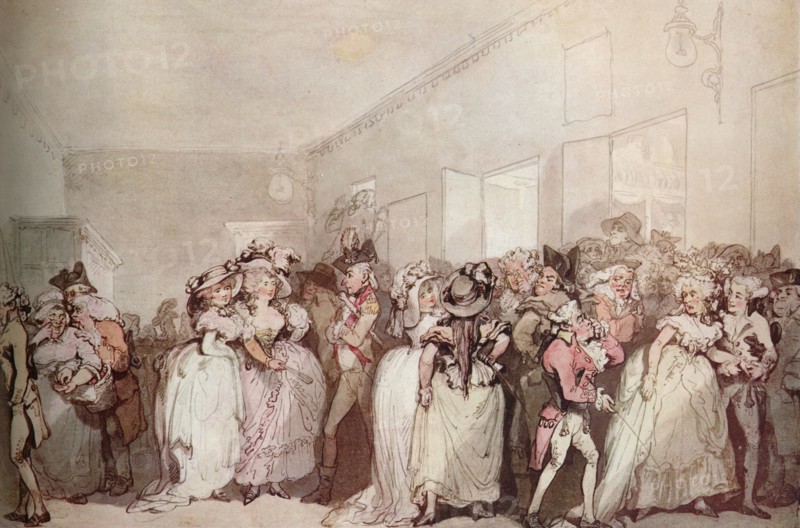 'Box Lobby Loungers of 1785', c1785. Artists: Thomas Rowlandson, Otto Limited.