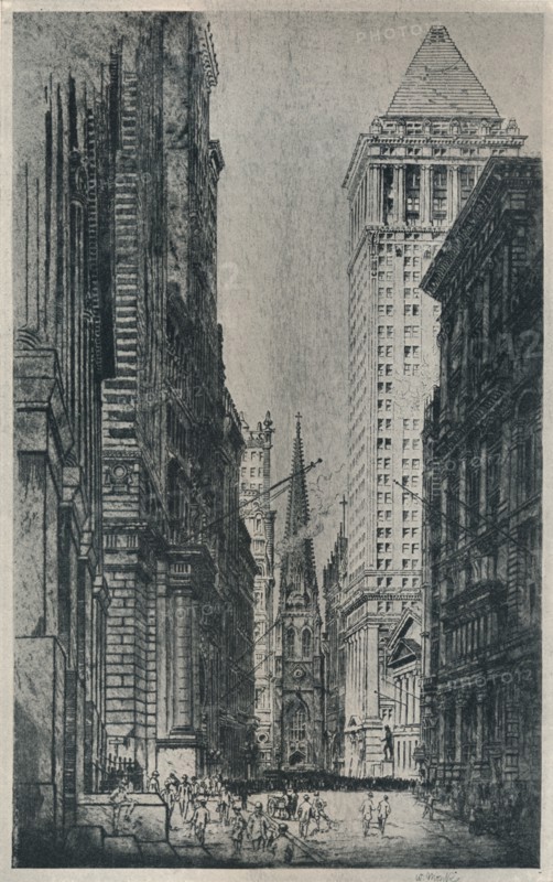 'Wall Street, New York', c1913. Artist: William Monk.