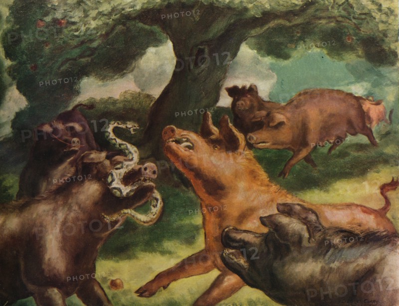'Hogs Killing a Rattlesnake', 1930. Artist: John Steuart Curry.