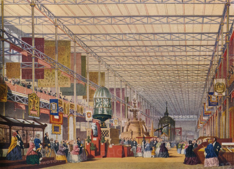 'The British Nave at the Great Exhibition of 1851, The Crystal Palace', c1854. Artist: Unknown.