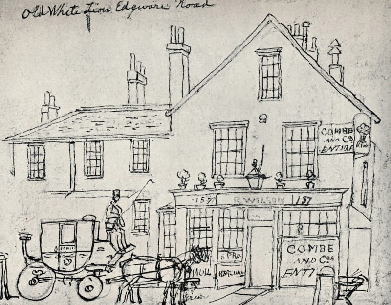 'The Old White Lion, Edgware Road', c1821. Artist: James Pollard.
