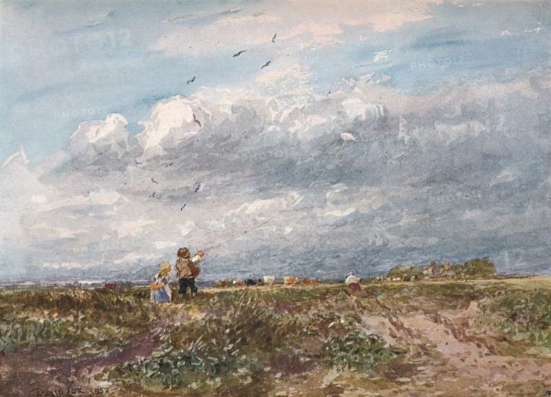 'Flying the Kite', 1852. Artist: David Cox the elder.