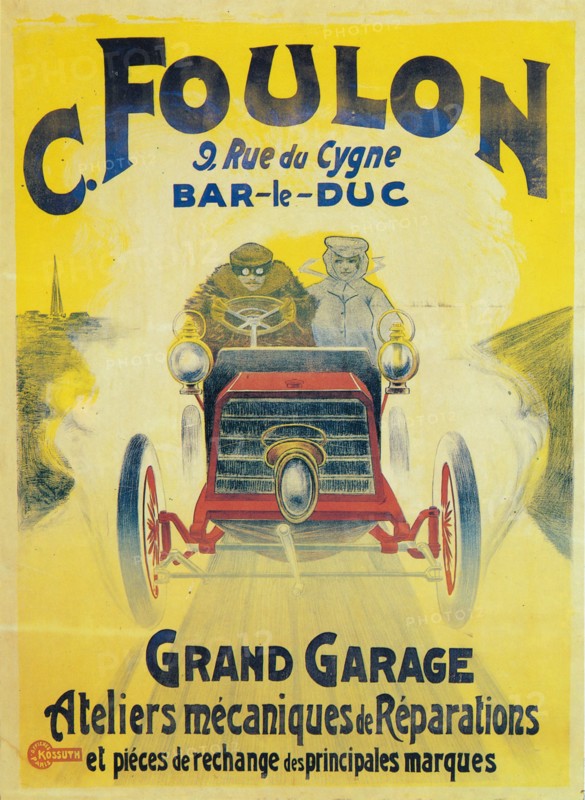 Advertisement for C Foulon's Garage, Bar-le-Duc, France, c1900. Artist: Unknown.