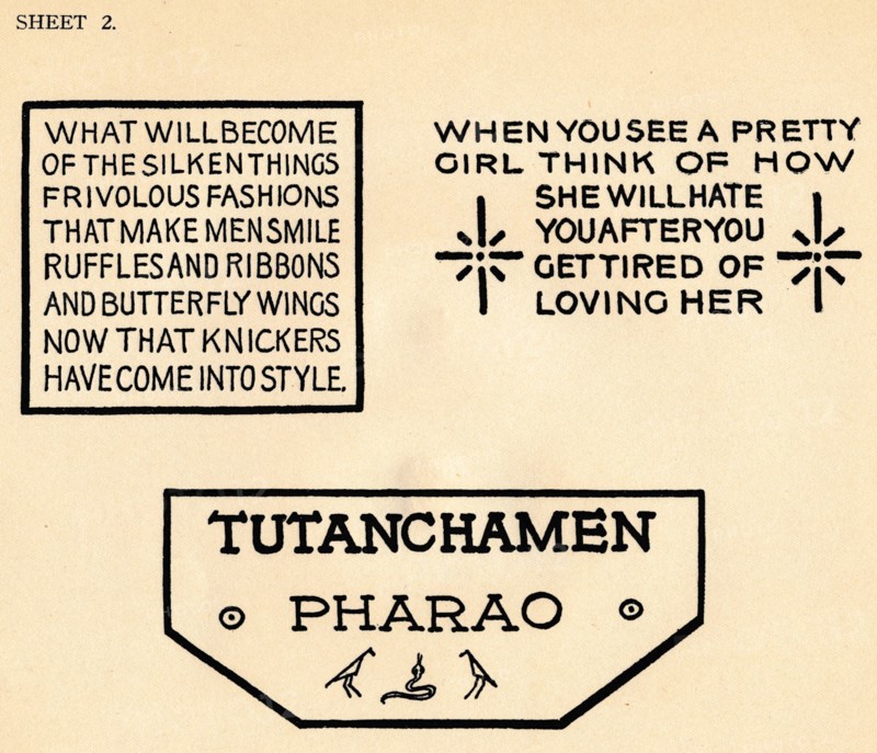 Sheet 2, from a portfolio of alphabets, 1929. Artist: Unknown.