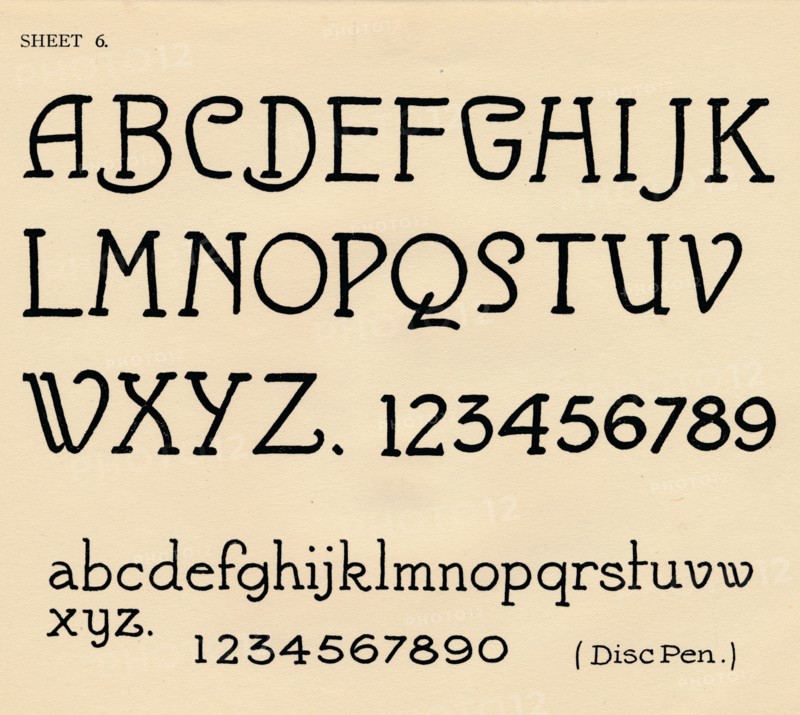 Sheet 6, from a portfolio of alphabets, 1929. Artist: Unknown.