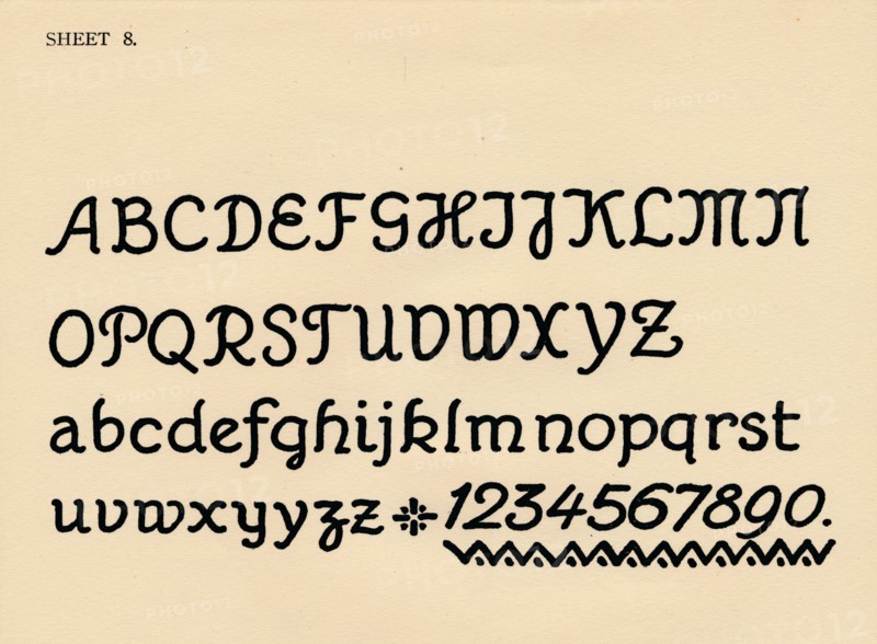 Sheet 8, from a portfolio of alphabets, 1929. Artist: Unknown.