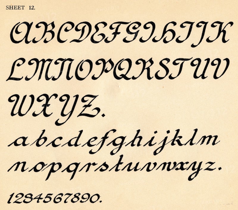 Sheet 12, from a portfolio of alphabets, 1929. Artist: Unknown.
