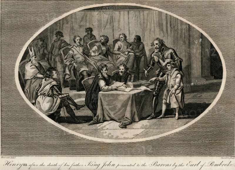 Henry III presented to the Barons by the Earl of Pembroke, 1216 (1793). Artist: Unknown.