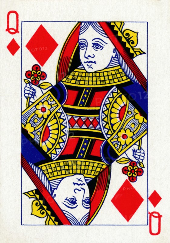 Queen of Diamonds from a deck of Goodall & Son Ltd. playing cards, c1940. Artist: Unknown.