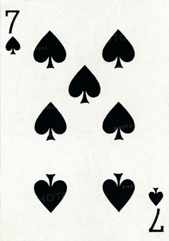 7 of Spades from a deck of Goodall & Son Ltd. playing cards, c1940. Artist: Unknown.
